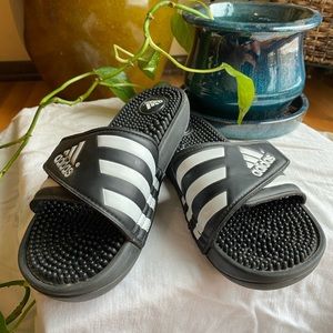 black and white adidas sandals